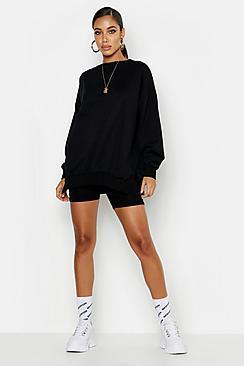 Boohoo Gathered Hem Oversized Basic Sweat Shirt