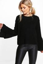 Boohoo Petite Lauren Ruffle Sleeve And Hem Jumper