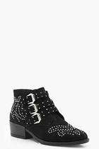 Boohoo Scarlett Stud And Buckle Ankle Boots