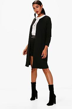 Boohoo Harper Rib Edge To Edge Longline Duster