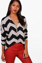 Boohoo Ruby Zig Zag Zip Through Cardigan