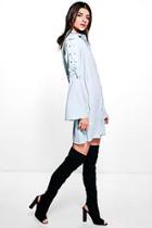 Boohoo Raelyn Crepe Lace Up Sleeve Shirt Dress