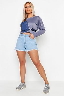 Boohoo Plus Panel Detail Raw Edge Short