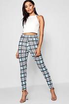 Boohoo Claire Crepe Pastel Check High Waist Legging