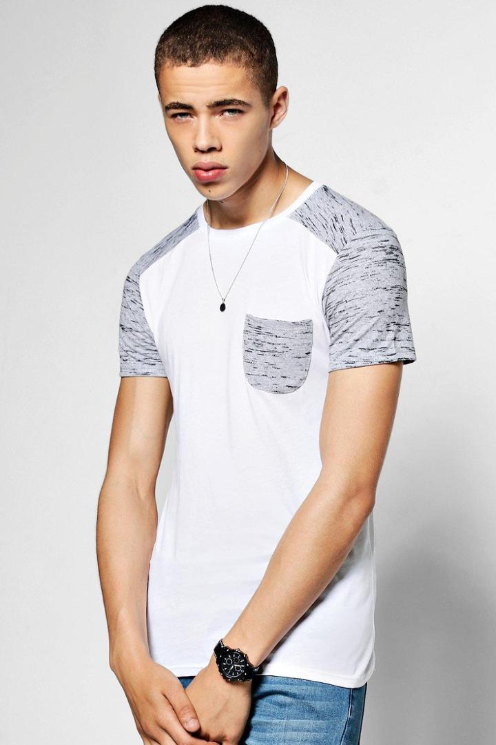 Boohoo Short Sleeve Raglan Space Dye T-shirt Grey
