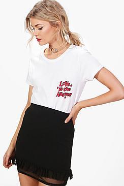 Boohoo Petite Jane 'love Is The Answer' Slogan Tee