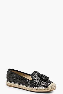 Boohoo Maria Glitter Tassel Espadrilles