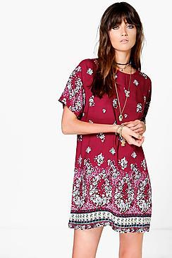 Boohoo Yasmin Floral Cap Sleeve Shift Dress