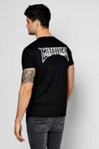 Boohoo Black Metallic Back Print Band Licence Tee Black