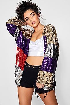 Boohoo Brooke Stripe Sequin Festival Kimono