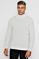 Boohoo Muscle Fit Ribbed Long Sleeve Roll Neck Jumper