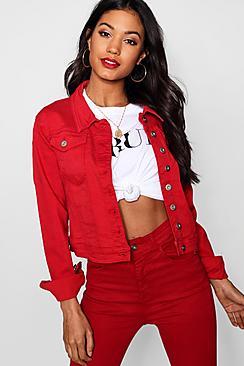 Boohoo Red Slim Fit Denim Jacket