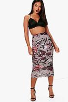Boohoo Megan Floral Bodycon Midi Skirt