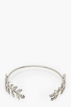 Boohoo Diamante Leaf Bangle