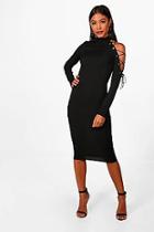 Boohoo One Shoulder Lace Up Eyelet Midi Dress