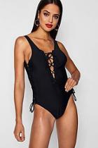 Boohoo Tall Sophie Extreme Lace Up Swimsuit