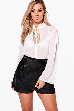 Boohoo Plus Selina Spot Detail Blouse