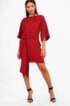 Boohoo Tess Tie Waist Kimono Sleeve Shift Dress