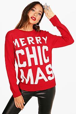 Boohoo Bethany Merry Chic-mas Christmas Jumper