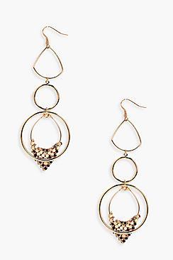 Boohoo Emily Tiered Hood And Chainmail Earrings
