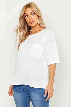 Boohoo Plus Knitted Pocket Oversized T-shirt