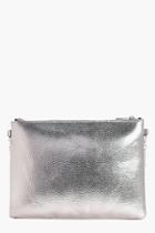 Boohoo Molly Metallic Zip Top Clutch Bag Pewter