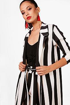 Boohoo Danii Big Monochrome Stripe Duster