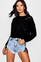 Boohoo Claire Cable Detail Crop Jumper