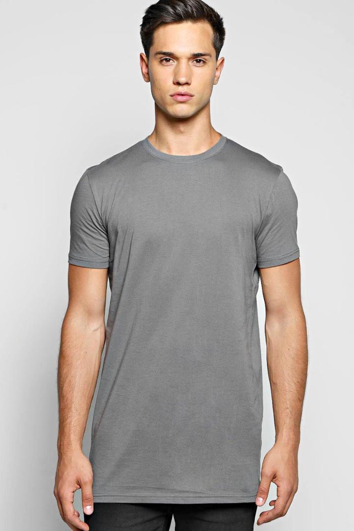 Boohoo Longline T Shirt Slate