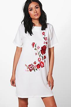 Boohoo Niamh Embroidered Shift Dress