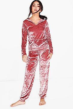 Boohoo Grace Crushed Velvet Jogger