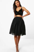 Boohoo Boutique Amala Grid Tulle Full Midi Skirt Black