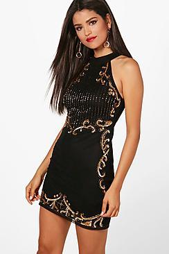 Boohoo Boutique Bea Regimental Bodycon Dress