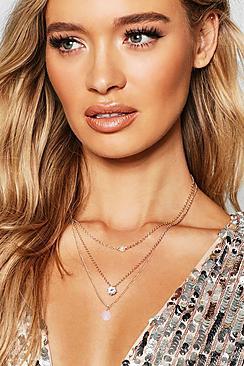 Boohoo Pearl & Diamante Delicate Layered Necklace