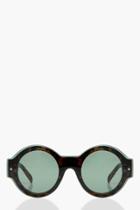 Boohoo Amber Flat Lense Round Tortoise Sunglasses Black