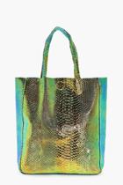Boohoo Edie Mermaid Holographic Shopper Beach Bag Green