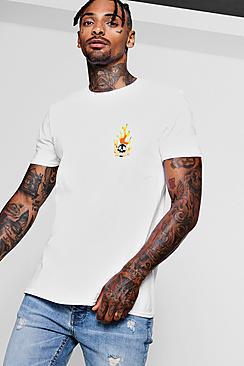 Boohoo Flame Skull Printed Tee