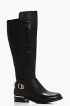 Boohoo Betsy Buckle Trim Knee High Riding Boots