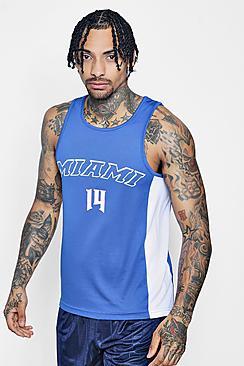 Boohoo Miami Print Basketball Vest