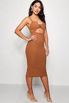 Boohoo V Bar Cut Out Detail Midi Dress