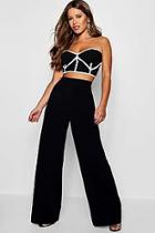 Boohoo Petite Shelby High Waisted Woven Wide Leg Trousers