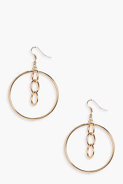 Boohoo Anne Curb Chain Hoop Earrings