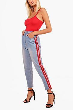 Boohoo Sports Stripe Mom Jeans