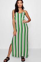 Boohoo Molly Plunge Striped Maxi Dress