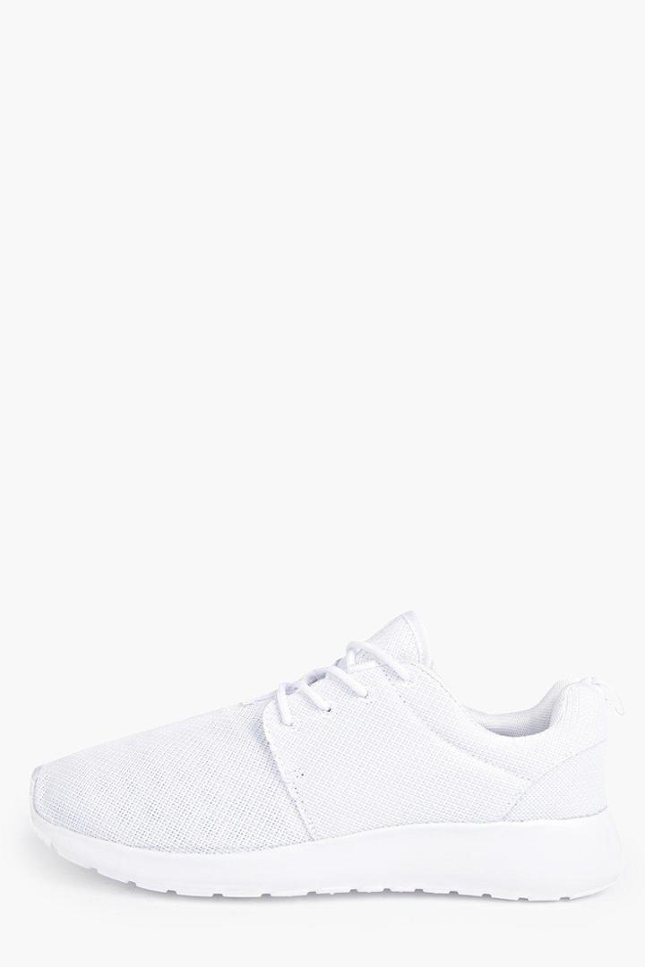 Boohoo Lace Up Mesh Trainers White