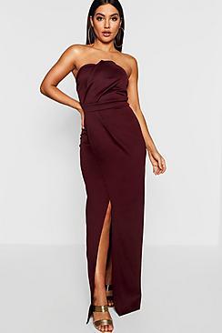 Boohoo Bandeau Wrap Detail Maxi Dress