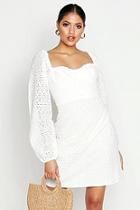 Boohoo Tall Broderie Anglaise Sweetheart Neck Mini Dress