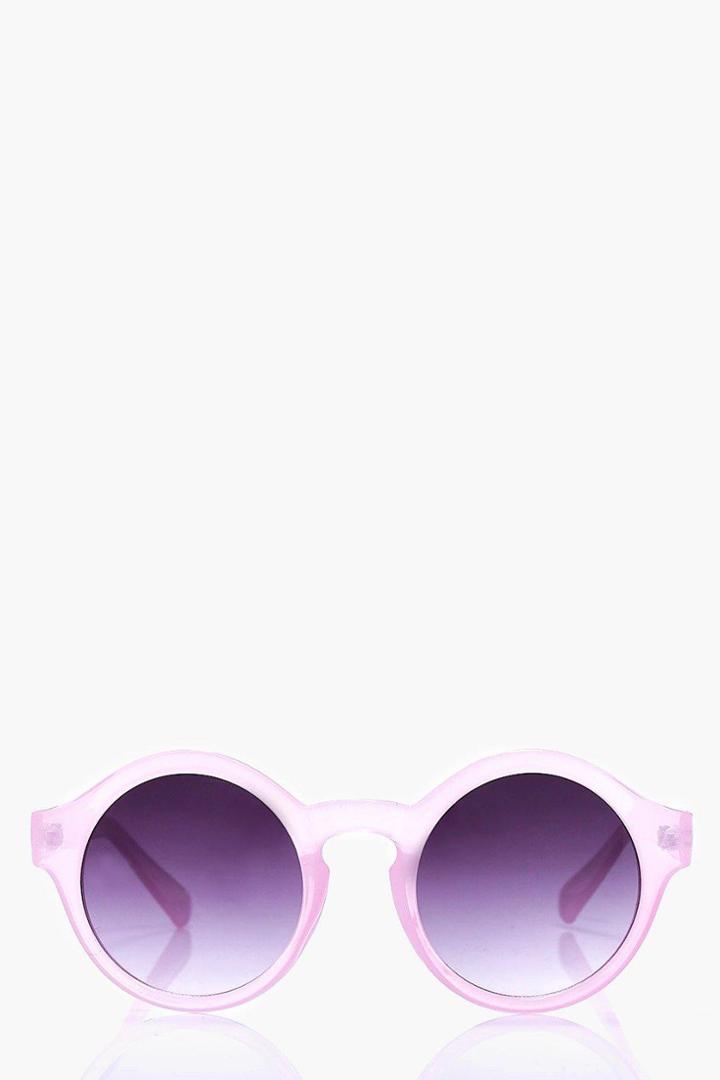 Boohoo Anya Pastel Round Sunglasses Pink