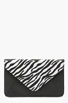 Boohoo Faux Zebra Pony Print Clutch