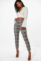 Boohoo Una Dogtooth Check Skinny Stretch Trousers